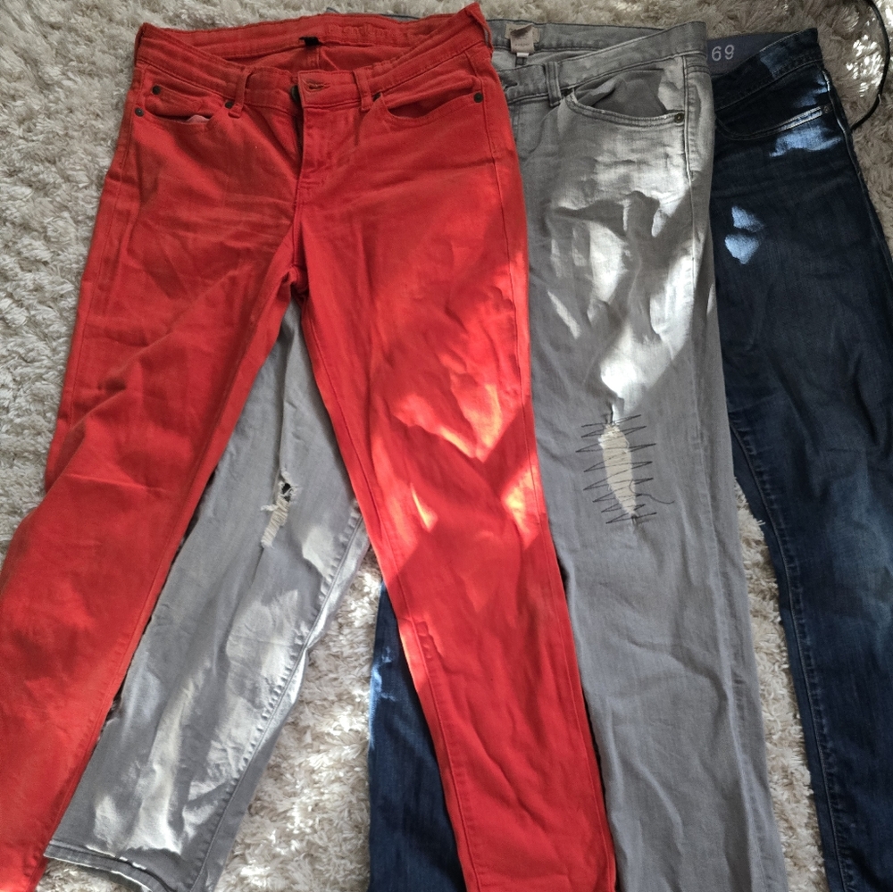 GAP Orange, Blue, and Grey Jeans